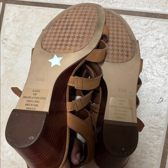 Lauren Ralph Lauren Aleigh Sandal Wedge Brown Open Toe Strappy 8.5b - Picture 6 of 6